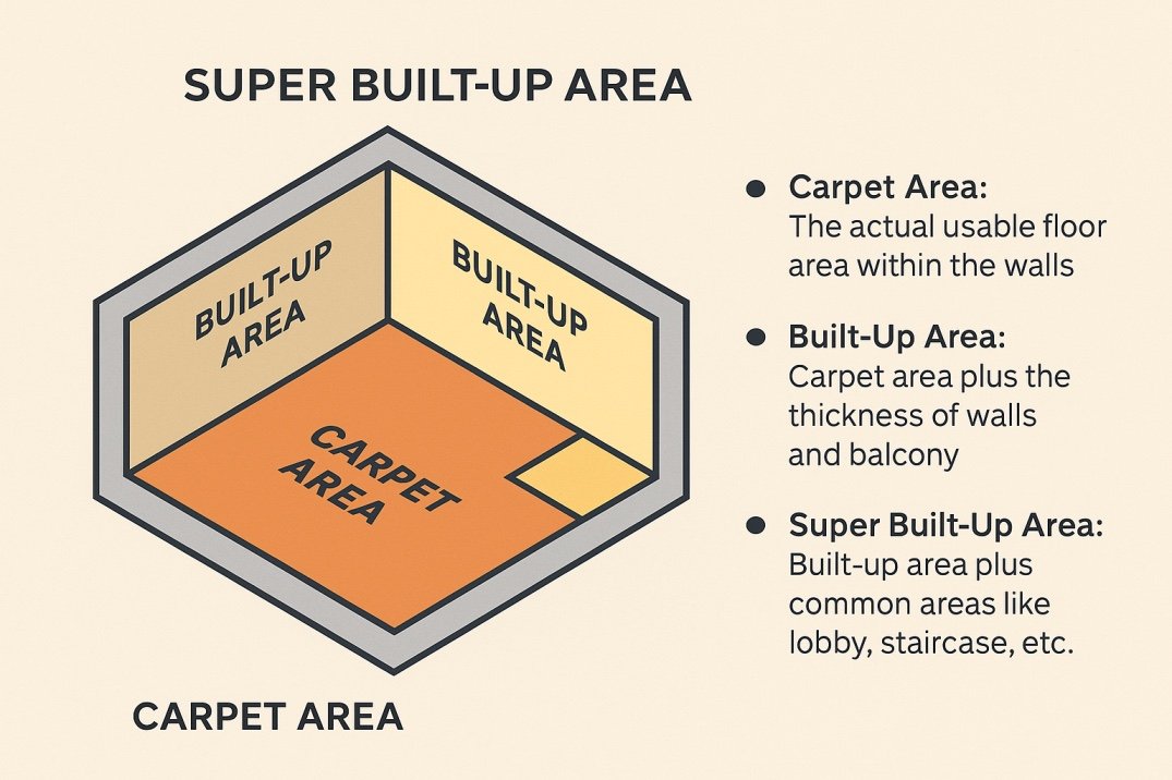 What Is the Difference Between Carpet Area, Built-Up Area, and Super Built-Up Area?