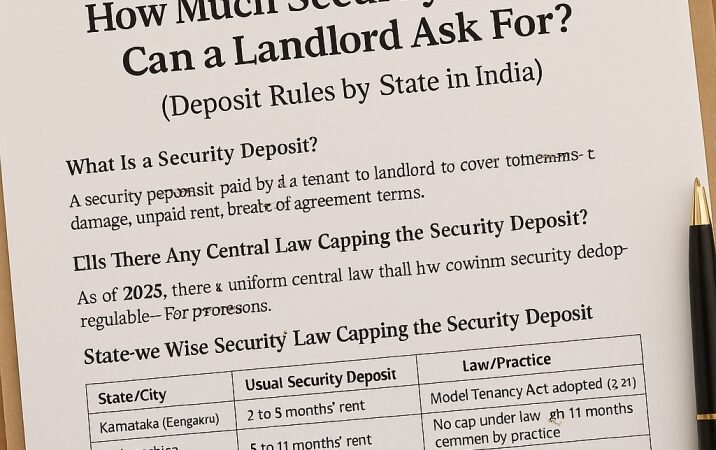 How Much Security Deposit Can a Landlord Ask for? (Deposit Rules by State in India)